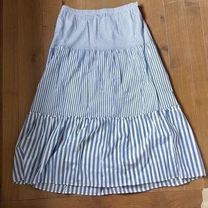 J Crew Tiered Maxi Skirt in Blue Stripe Women’s Medium